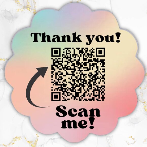 Other - 100 Thank you Stickers Thermal Scalloped flowers Glossy